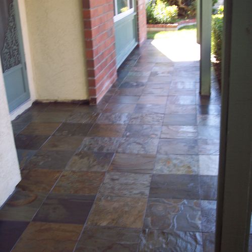 Slate patio works great with color and non-slip te