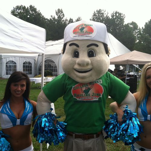 CJ the Hunk with some Panther cheerleaders