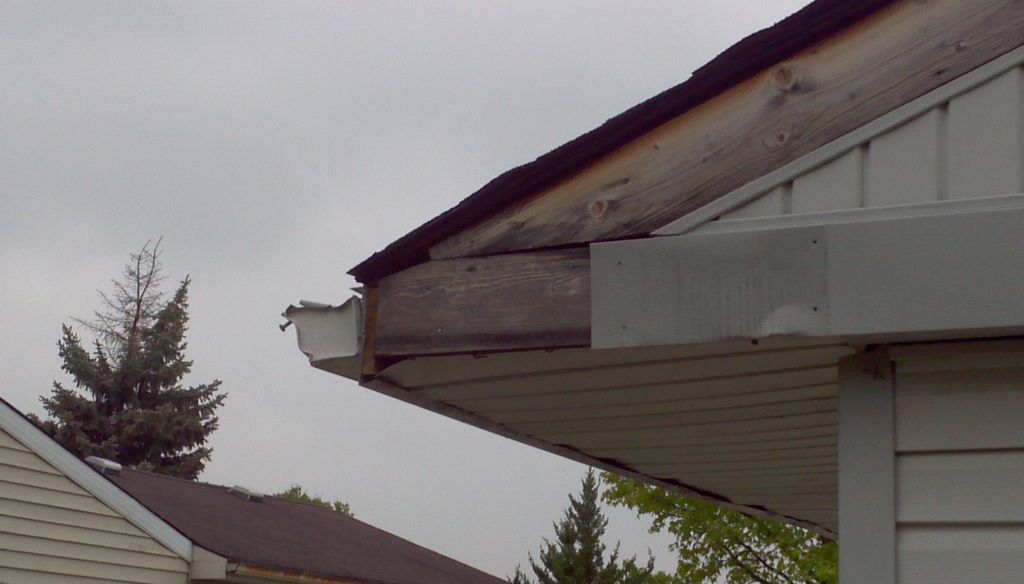 Siding and fascia damage caused by strong winds