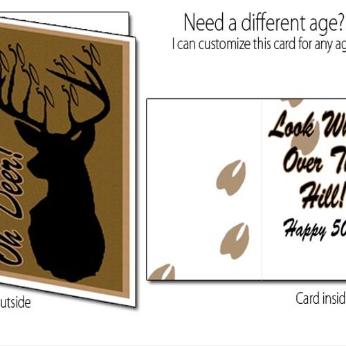 Oh Deer printable 50th birthday greeting card