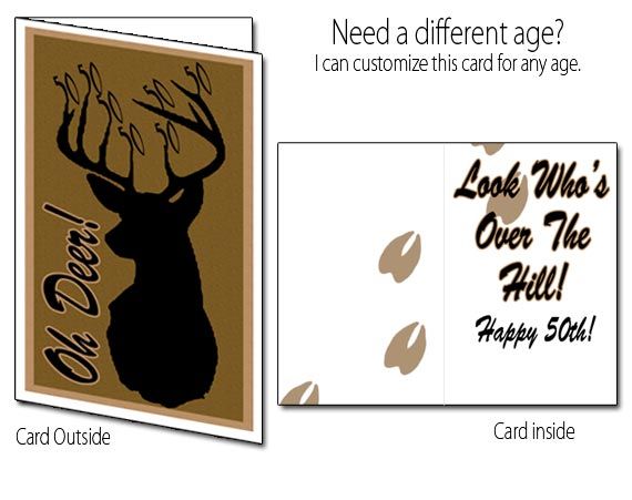 Oh Deer printable 50th birthday greeting card