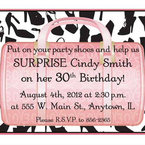Printable shoes and purse milestone birthday invit