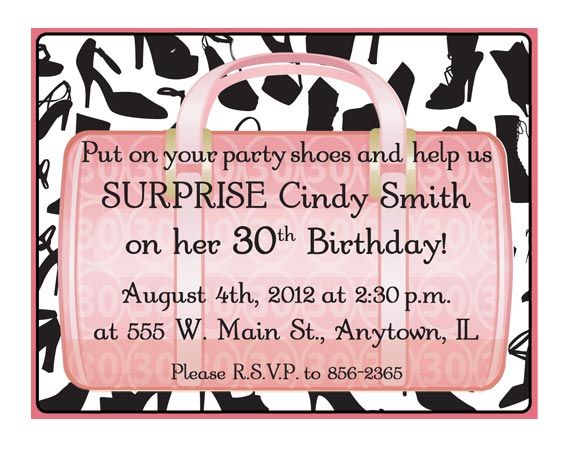 Printable shoes and purse milestone birthday invit