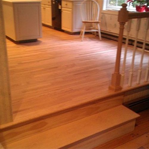 New pre-finished hardwood floors, stairs, railing 