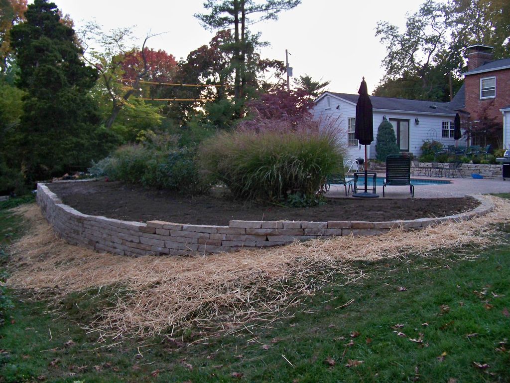 Natural limestone retaining wall.