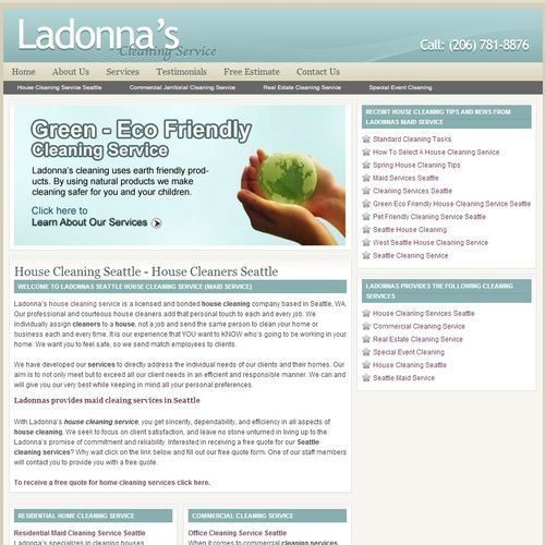 Ladonna's Cleaning Service web site homepage