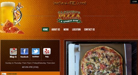 Unique Pizza and Sports Bar website built to integ