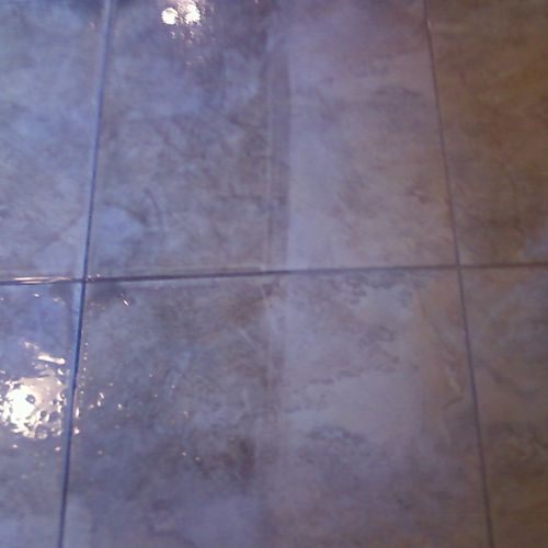 Dirty tile on left/clean tile on right