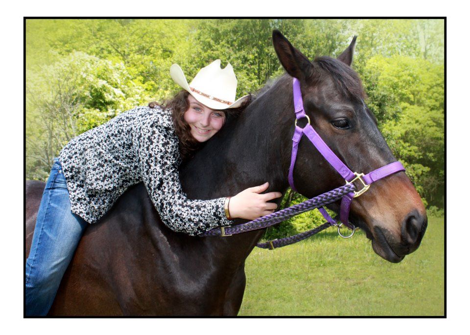 Hallie with her horse Maverick. Blue Point Stables