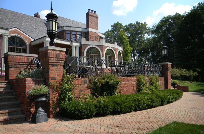 Side landscaping on a Bloomfield Hills home.