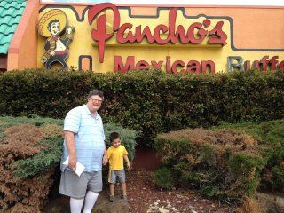 I was with my grandson in front of a Pancho's Mexi