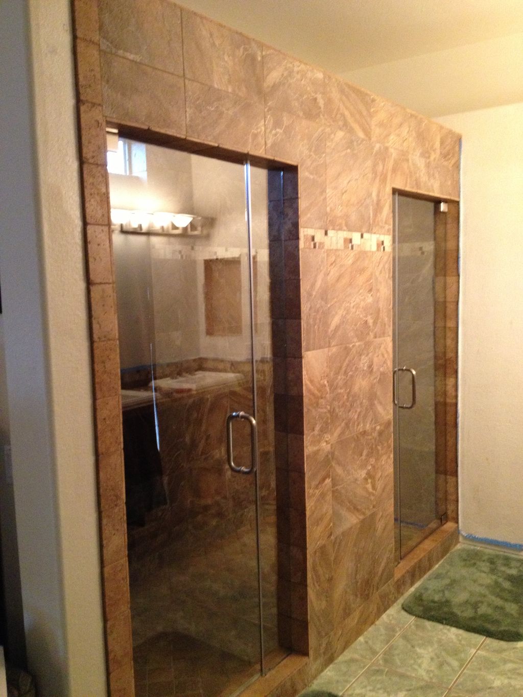 tub and shower conversion into custom his and hers