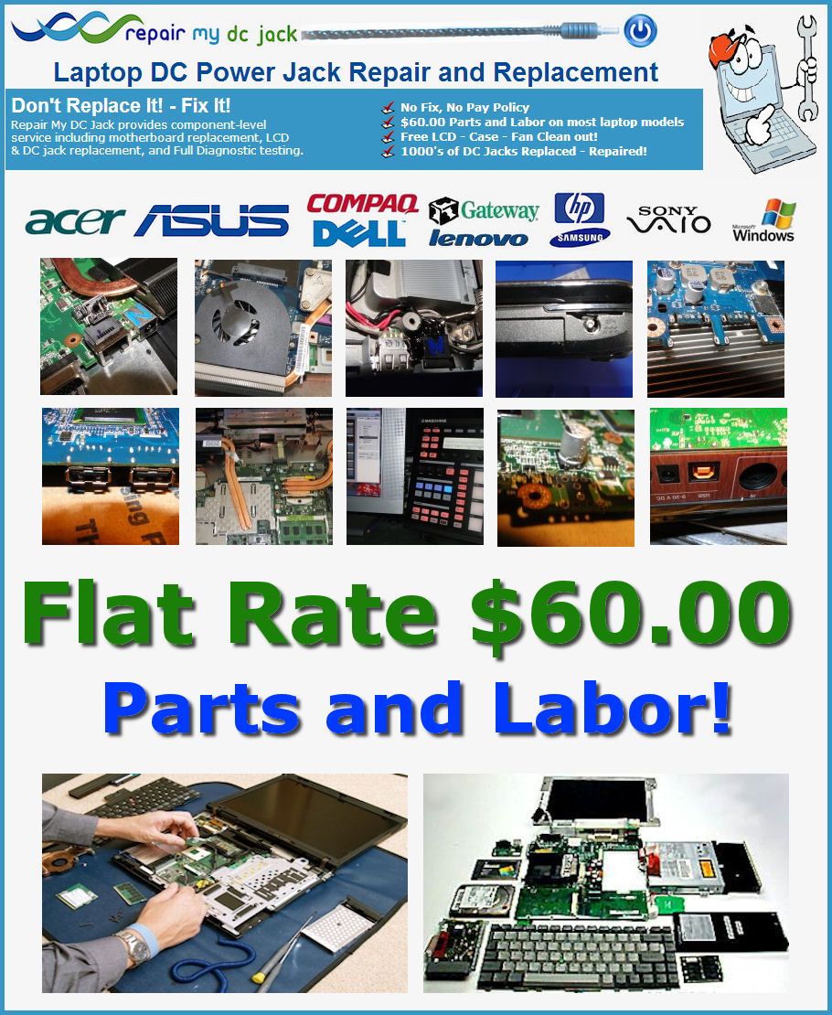 FLAT RATE $60.00 INCLUDES PARTS AND LABOR 90 DAY W