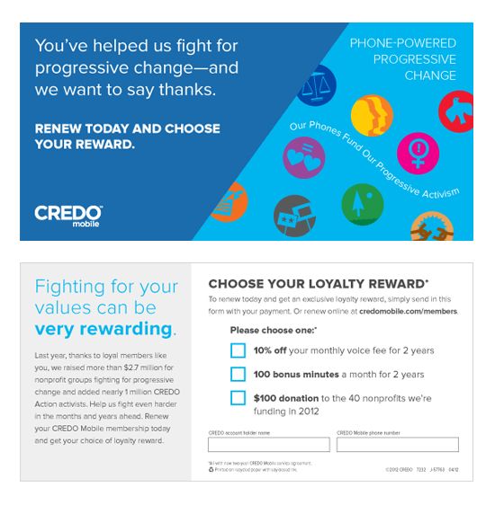 Double sided bill insert for CREDO Mobile customer