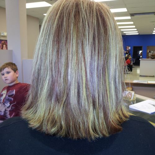 Blonde and red highlights