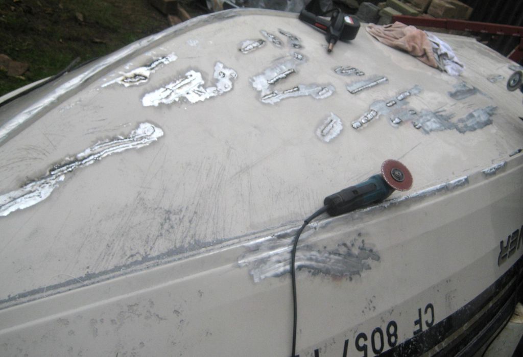 An aluminum boat that had deep scratches and punct