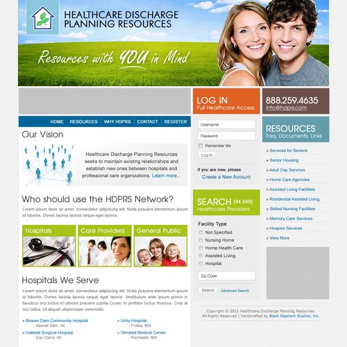 Concept design for a website offering healthcare d