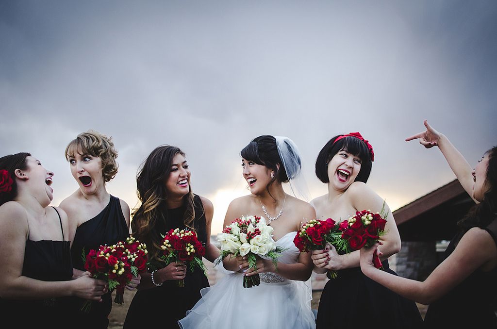 The bridesmaids having some fun