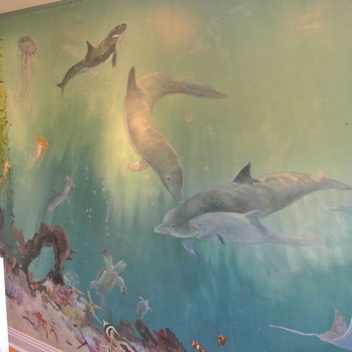 A recently completed Undersea Mural on Canvas, com