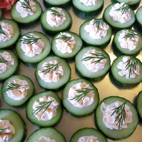 Smoked Salmon Mousse on Cucumber