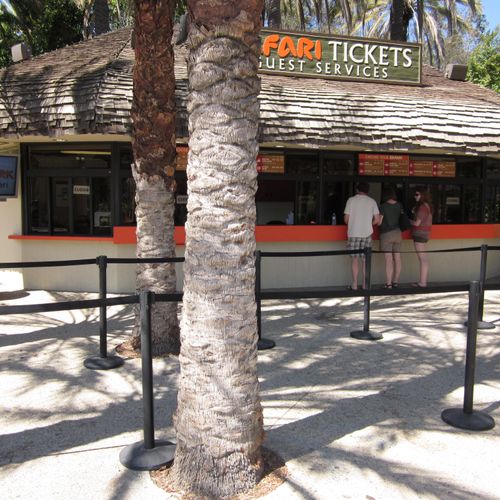 Two TVs at the San Diego Safari Park ticket booth