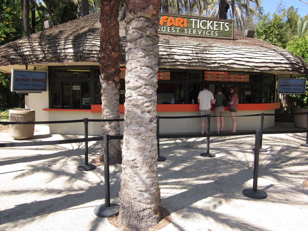 Two TVs at the San Diego Safari Park ticket booth