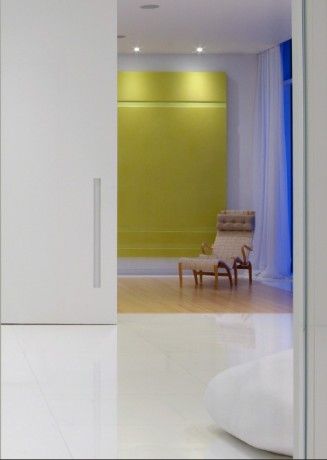 Site Specific Art. Green Lacquered Panel, 10'h x 8