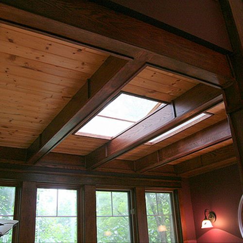 Tongue & Groove Ceiling with Exposed Beams