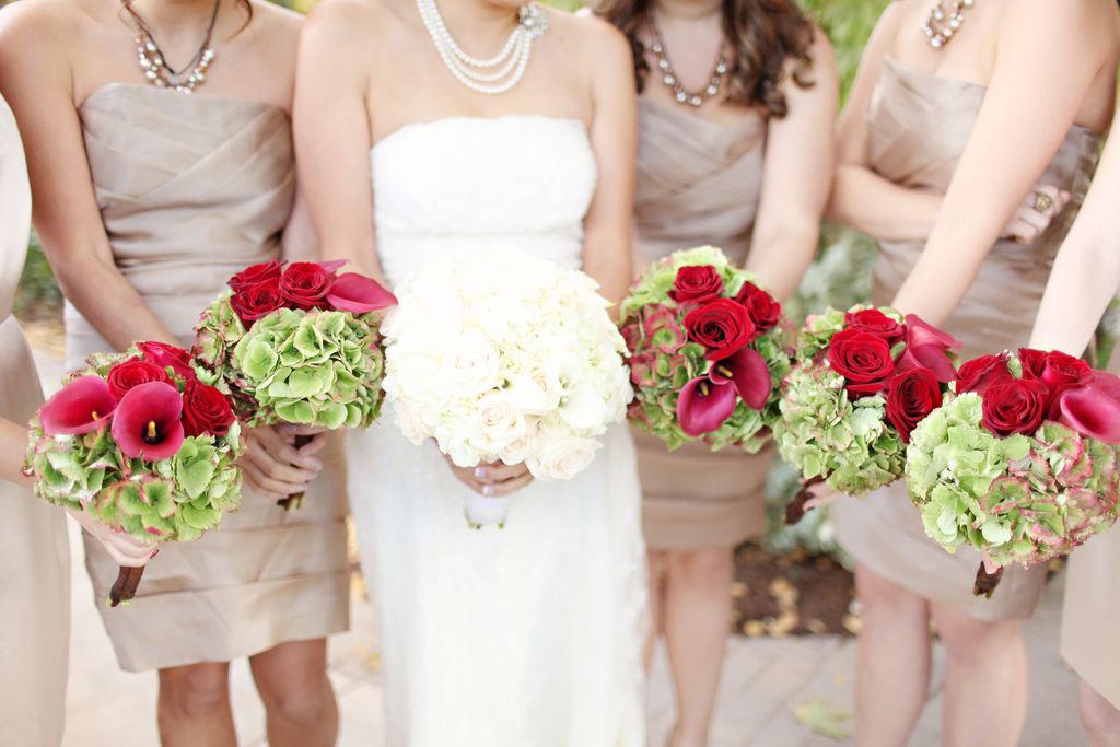 Bridal bouquet and bridesmaid bouquets.