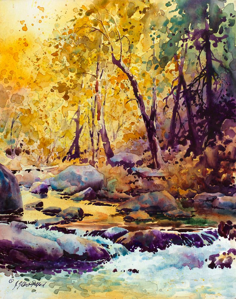 Reflections in Gold
Watercolor on canvas
20x16