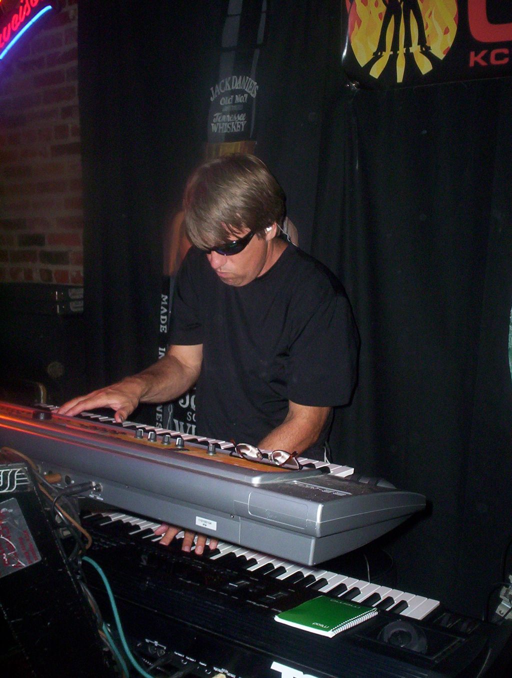 Busy at the keyboards with my band CherryBomb.