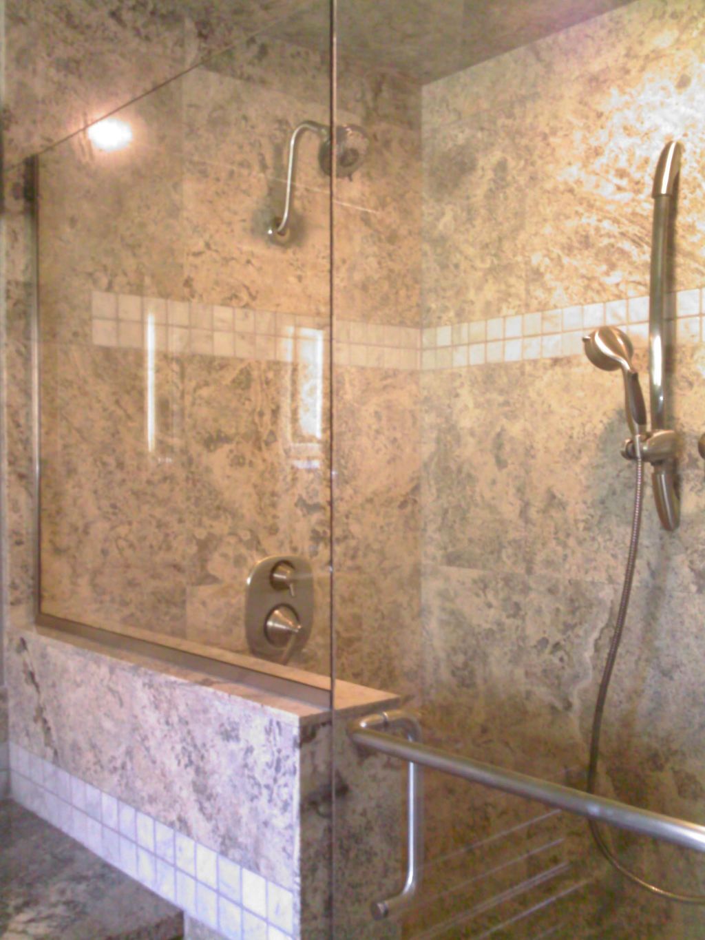 Custom travertine tile shower