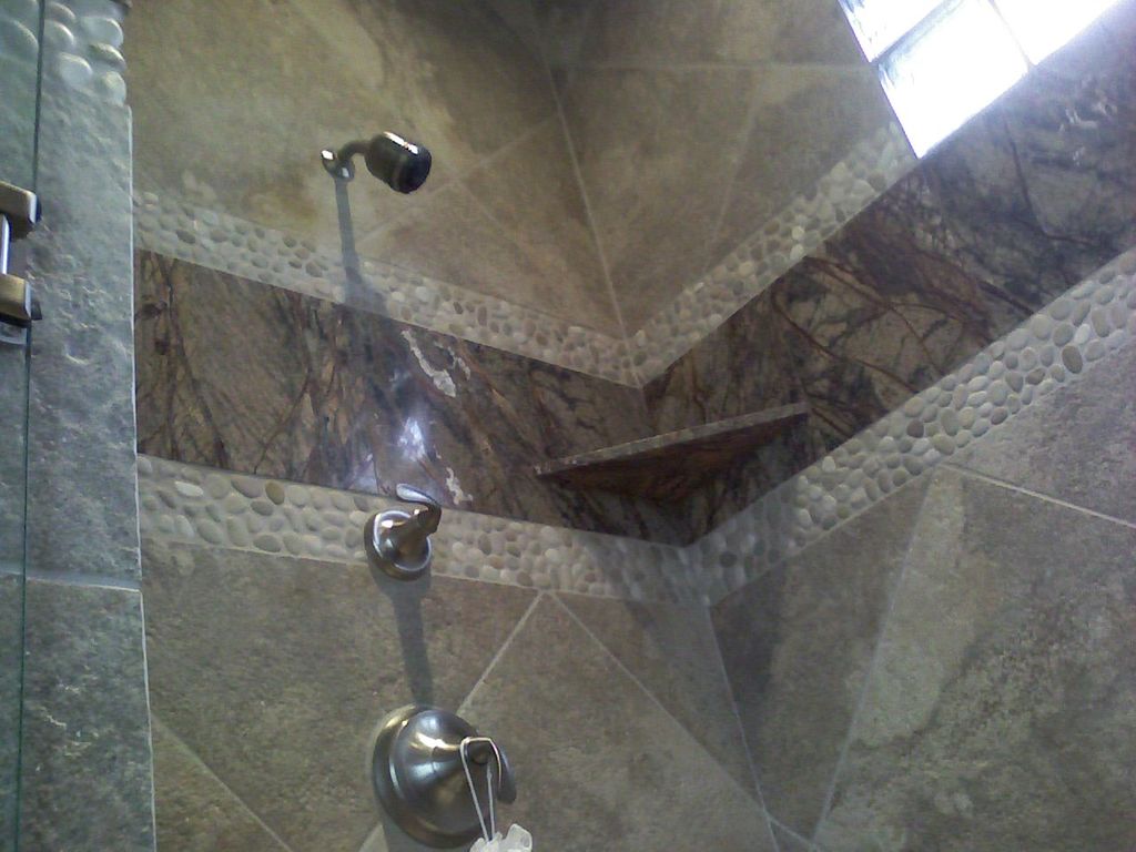 Porcelain and marble custom shower