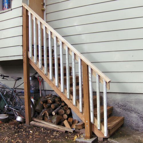 Rebuilt rotten staircase with minimal materials, a