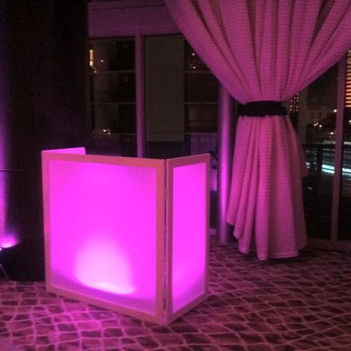 Custom DJ Booth with Facade complete with Up-Light