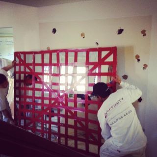 Crew is removing glass in style