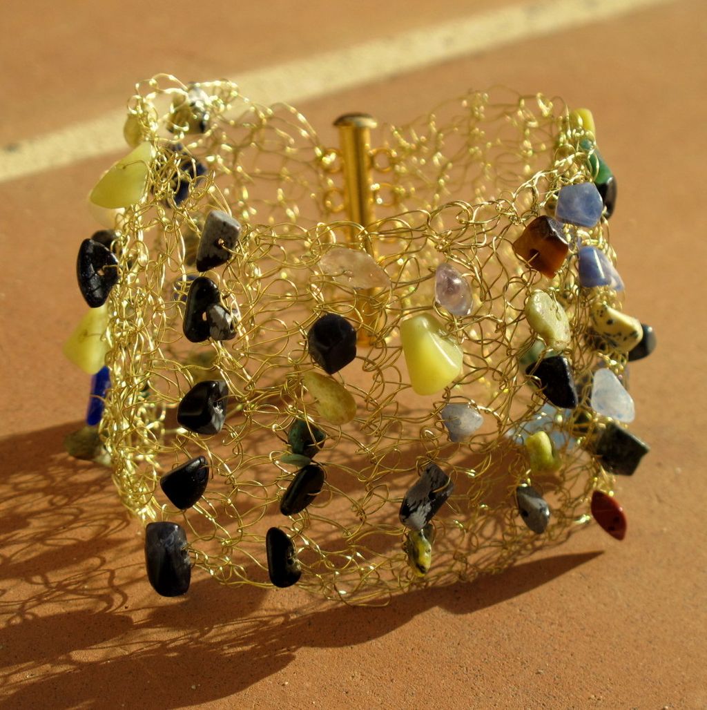 Crocheted Wire Bracelet with Beads