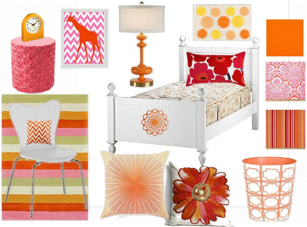 A Pink & Tangerine Inspiration Board for a Girl's 