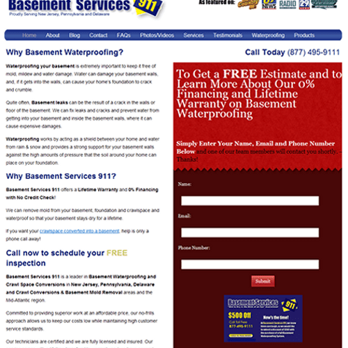 Basements 911 - Waterproofing Services Sales Page
