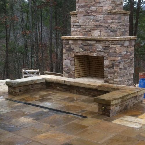 Outside Fireplace and patio
