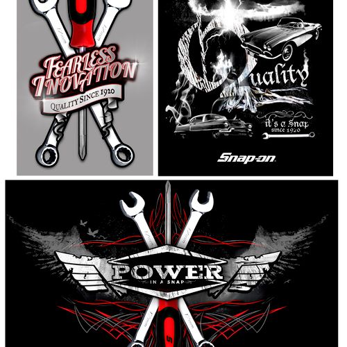 Concepts for t'shirts for tool company promotions.