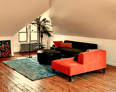 An unused attic space becomes a colorful second fa