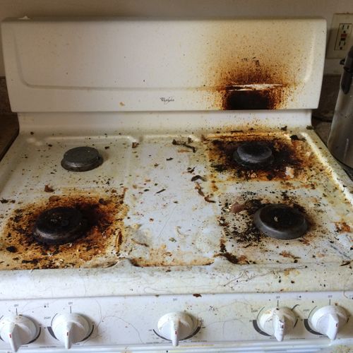 Before stove top cleaning.
