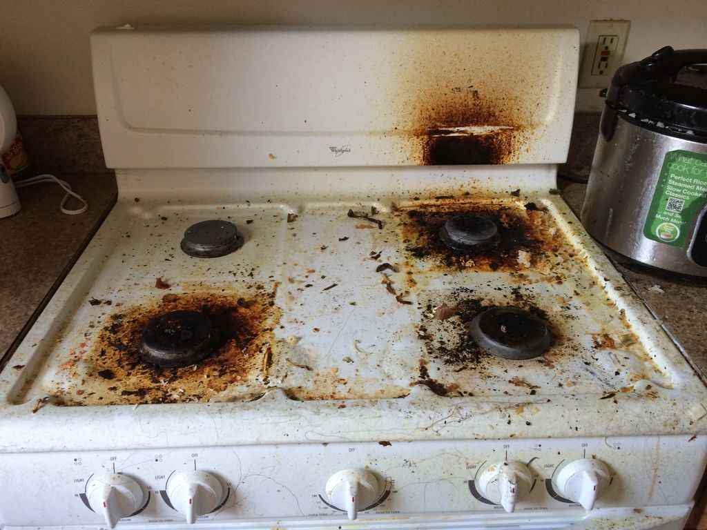 Before stove top cleaning.