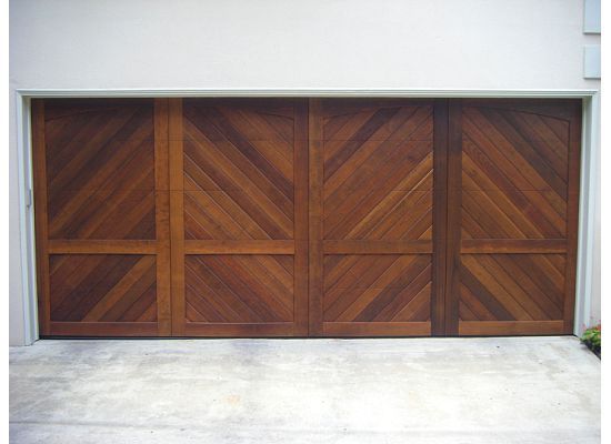 Two Car Garage Doors | Modern Design Stained Cedar