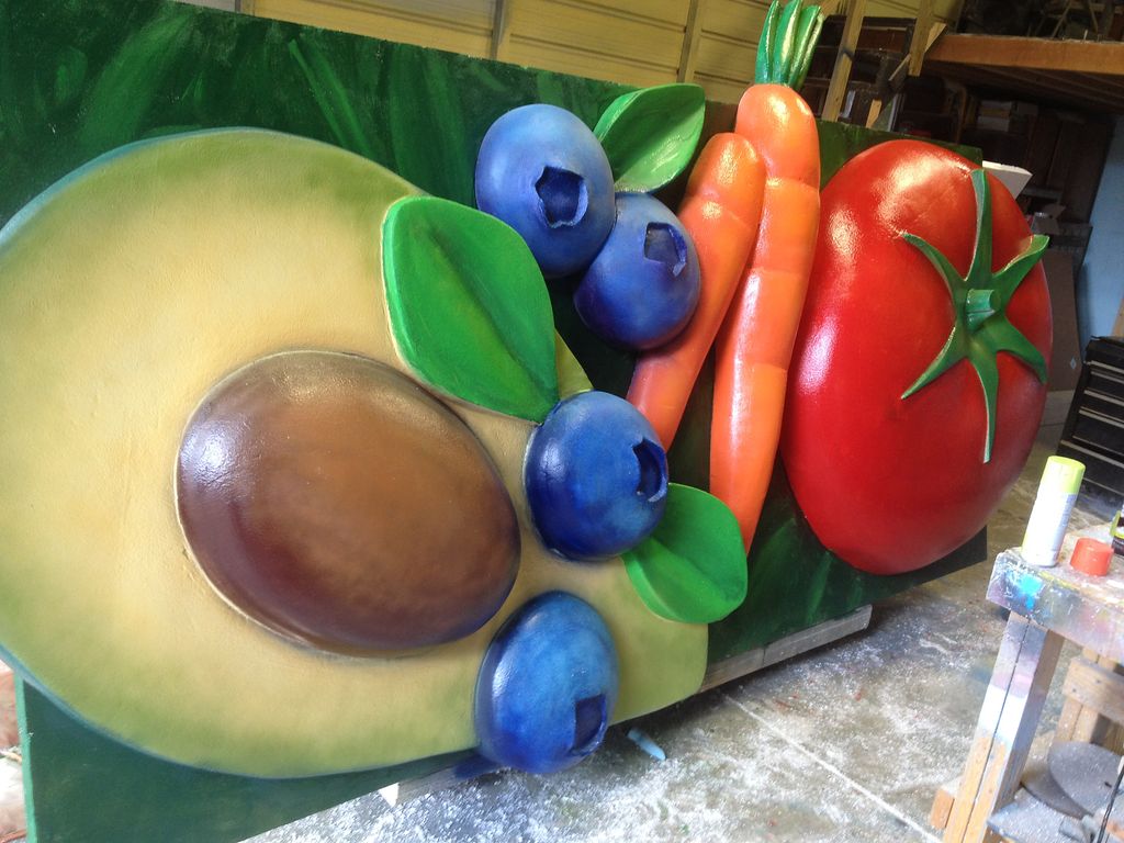 16' wide 3D foam produce sculptures for a series o