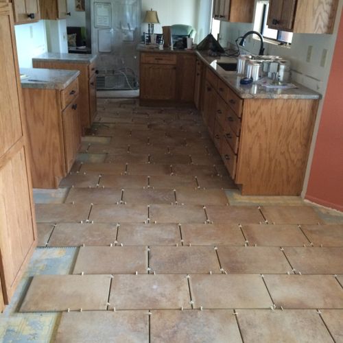 Tile floor in progress #1