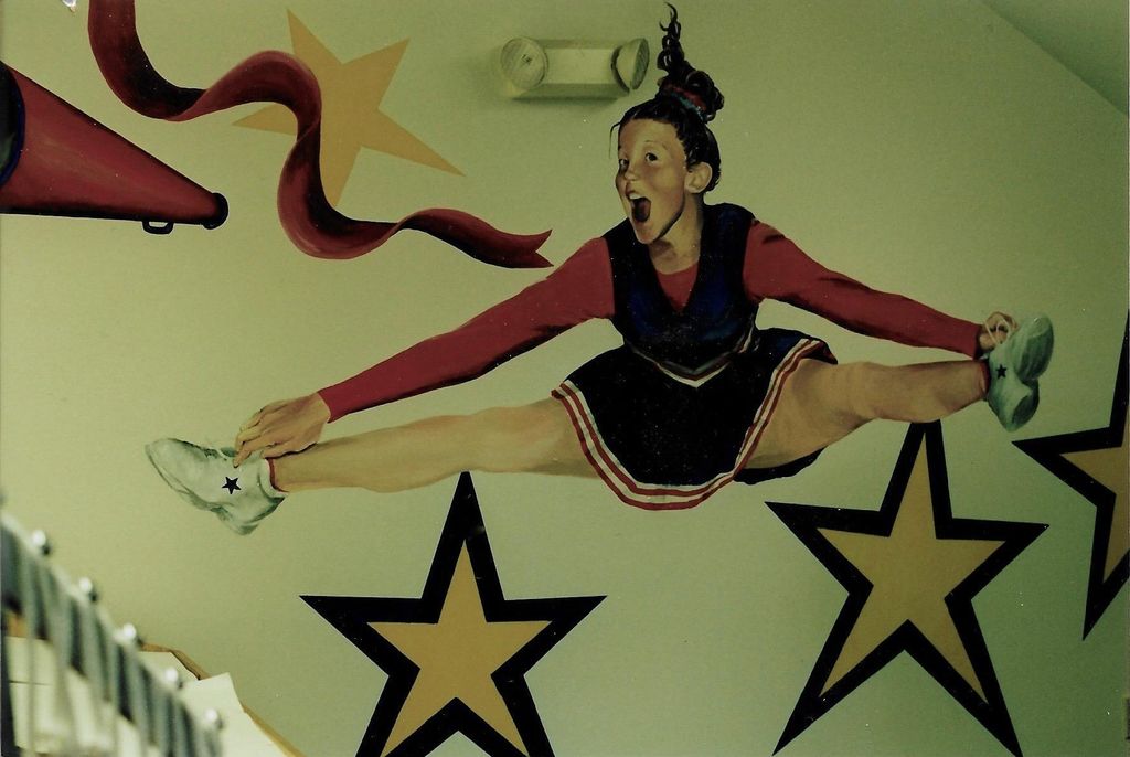 Mural for a retail store of a cheerleader