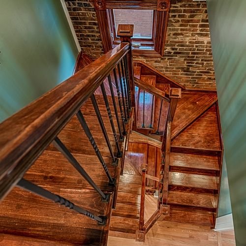 Historical home stair case. Rebuild 3 story stair 