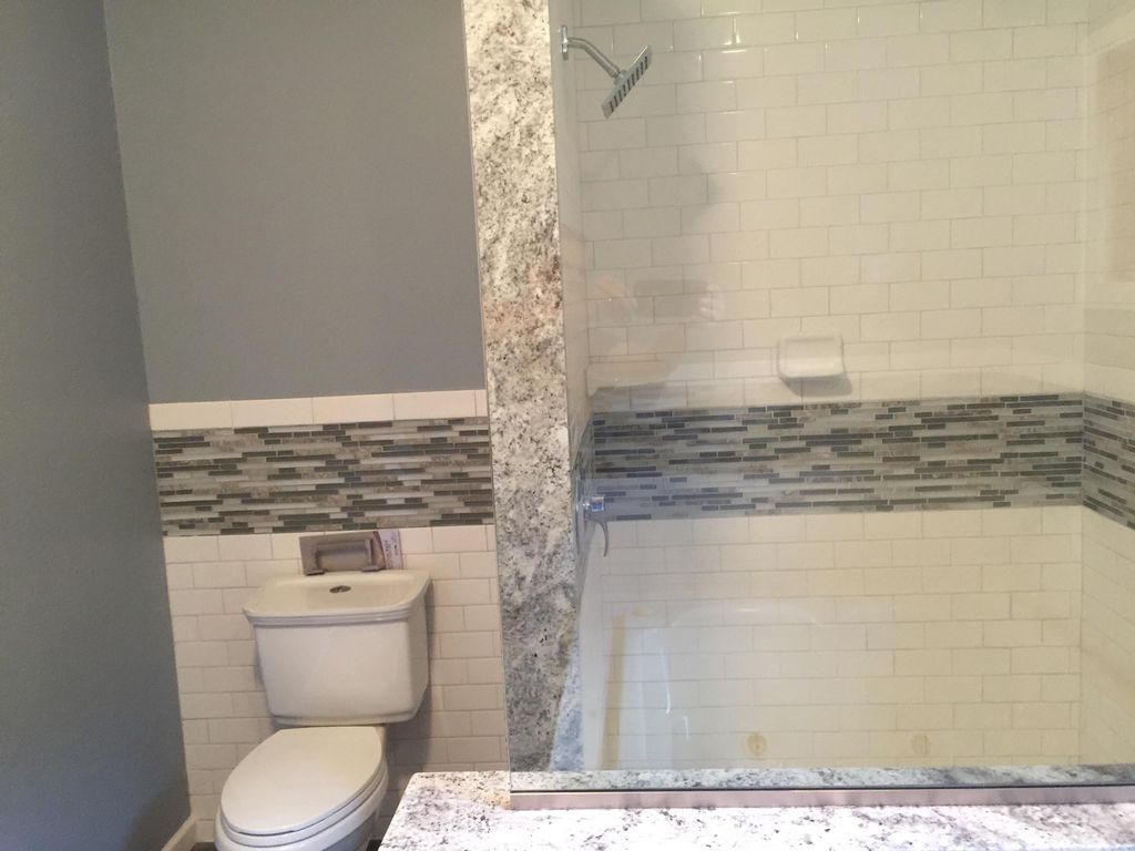 Master bathroom shower. Subway tile. 